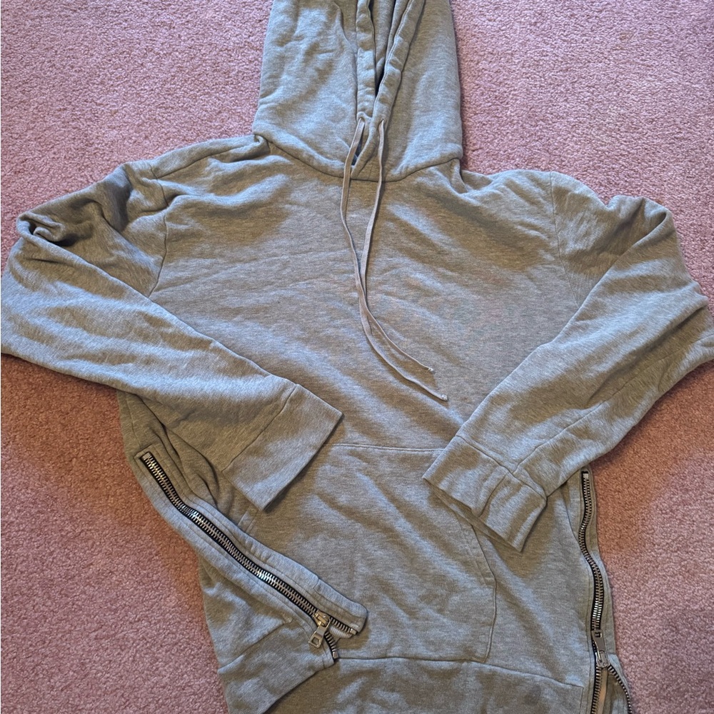 Balmain Gray Zip Up Sweater